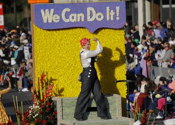 Rusty as "Rosie the Riveter" in the Rose Parade