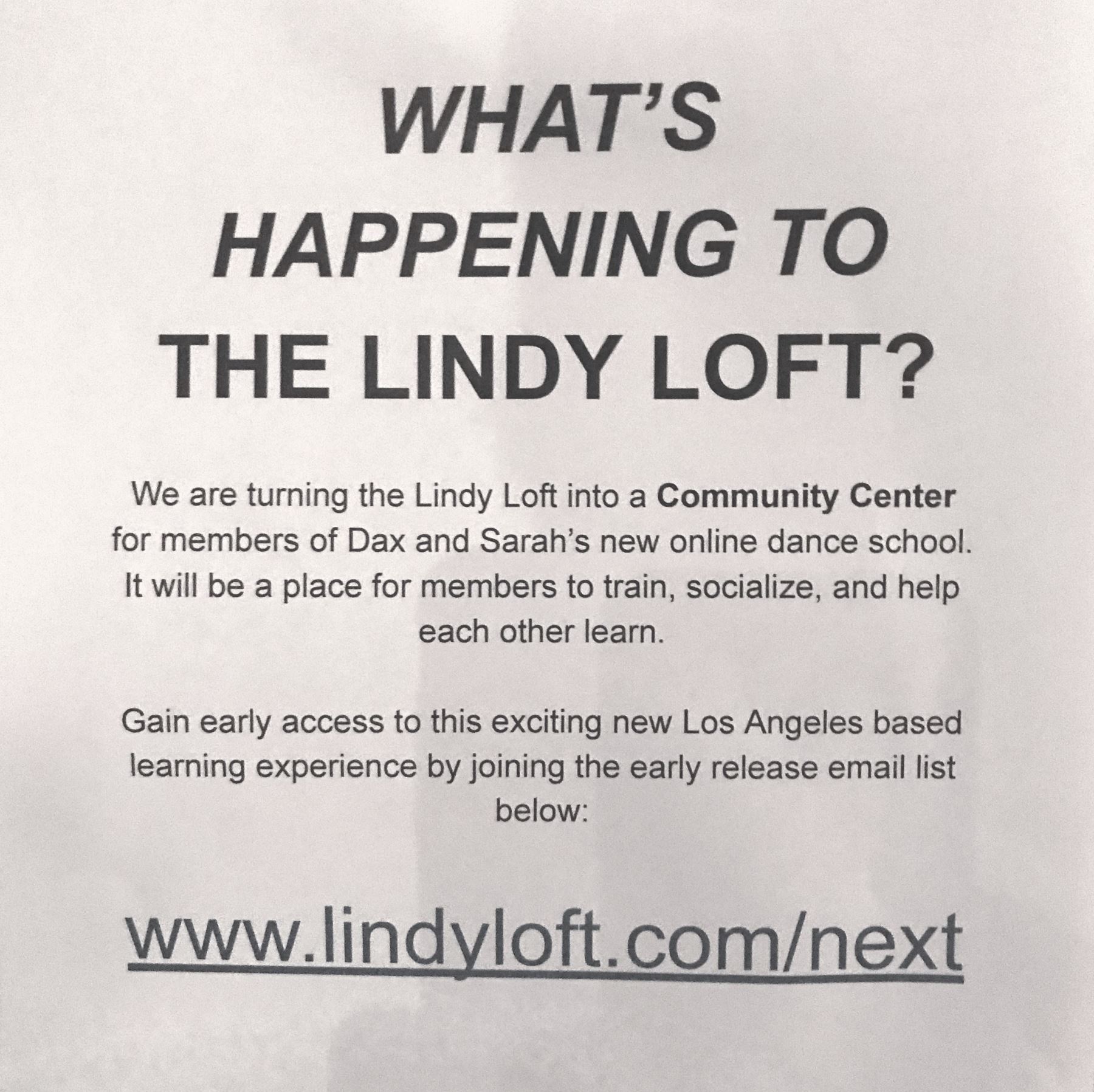 What's happening to the Lindy Loft?
