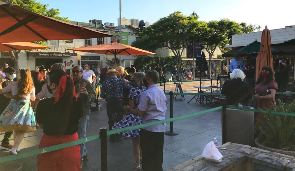 Swing dancing at the Original Farmers Market to Dave Stuckey and the Hot House Gang