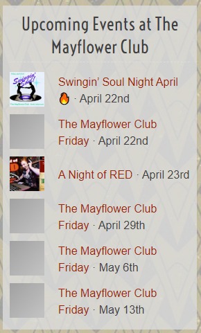 Upcoming events at the Mayflower Club