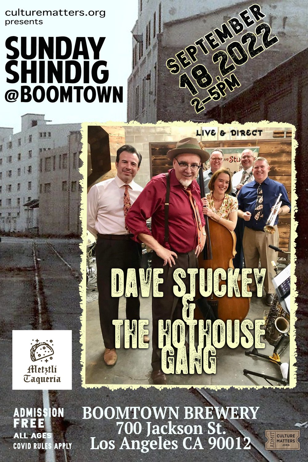Dave Stuckey and The Hothouse Gang at Boomtown Brewery 2-5pm