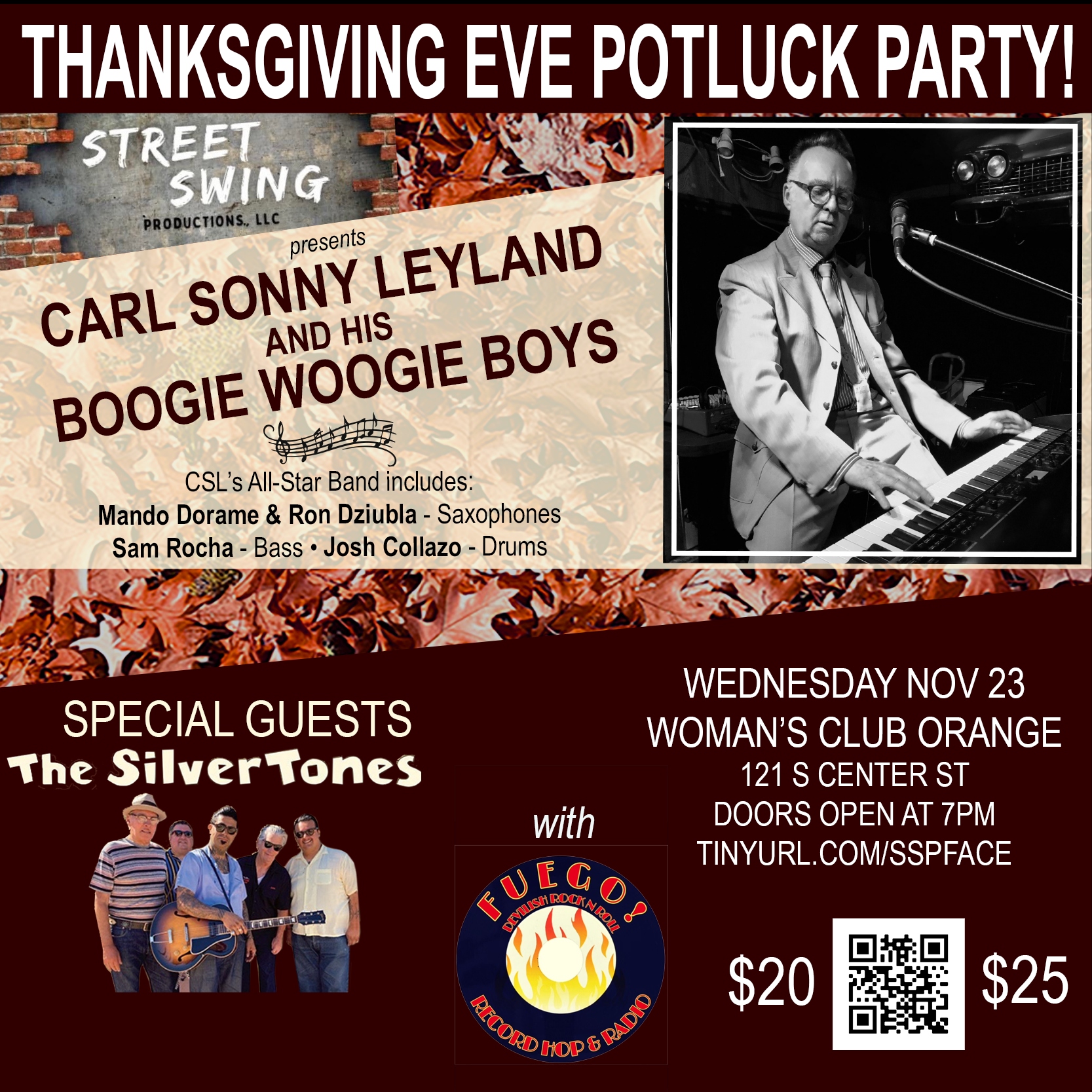 Carl Sonny Leyland’s Thanksgiving Eve Potluck Party!