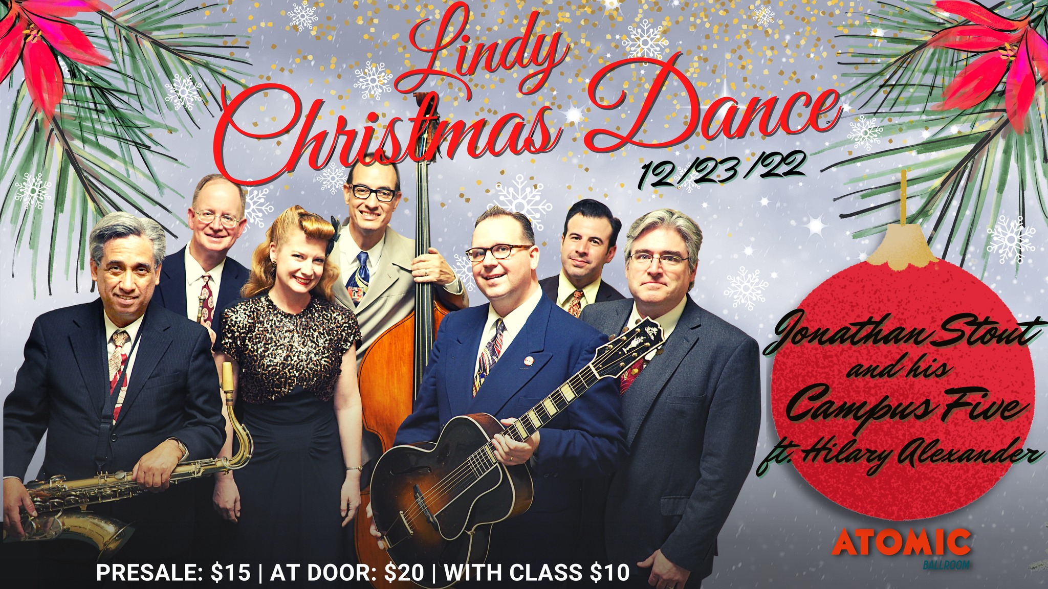 Lindy Christmas Dance at Atomic Ballroom with the Campus Five