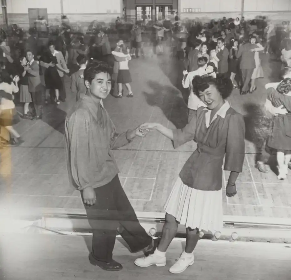 Partner dancing at Japanese-American internment camp