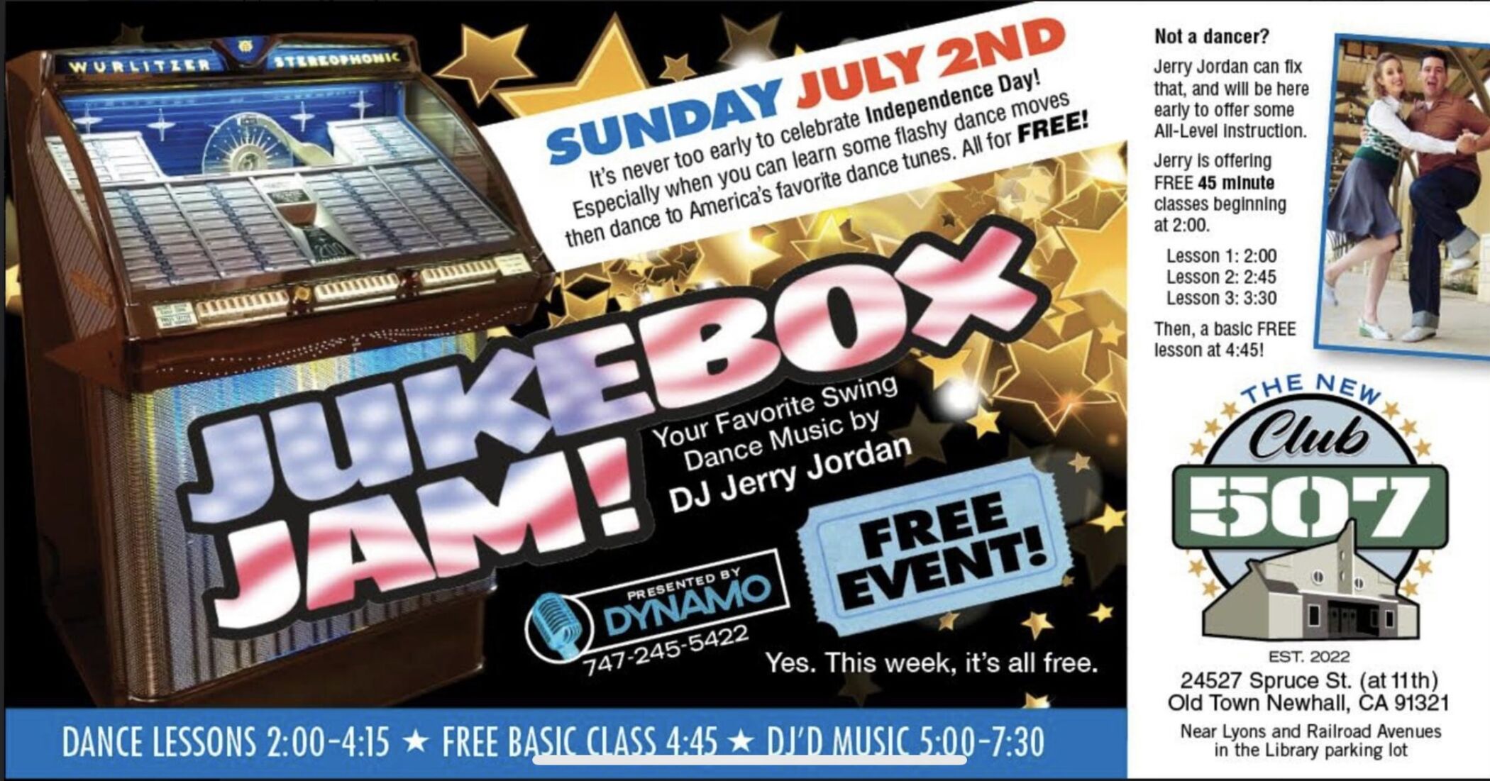 Jukebox Jam with Jerry Jordon, FREE Swing Dance Instruction and DJ Dance