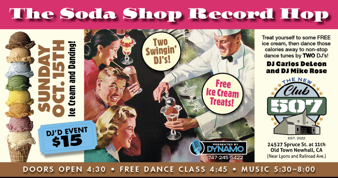 Soda Shop Record Hop: Two Swingin’ DJs at CLUB 507 Sunday, October 15th, 5:30-8p