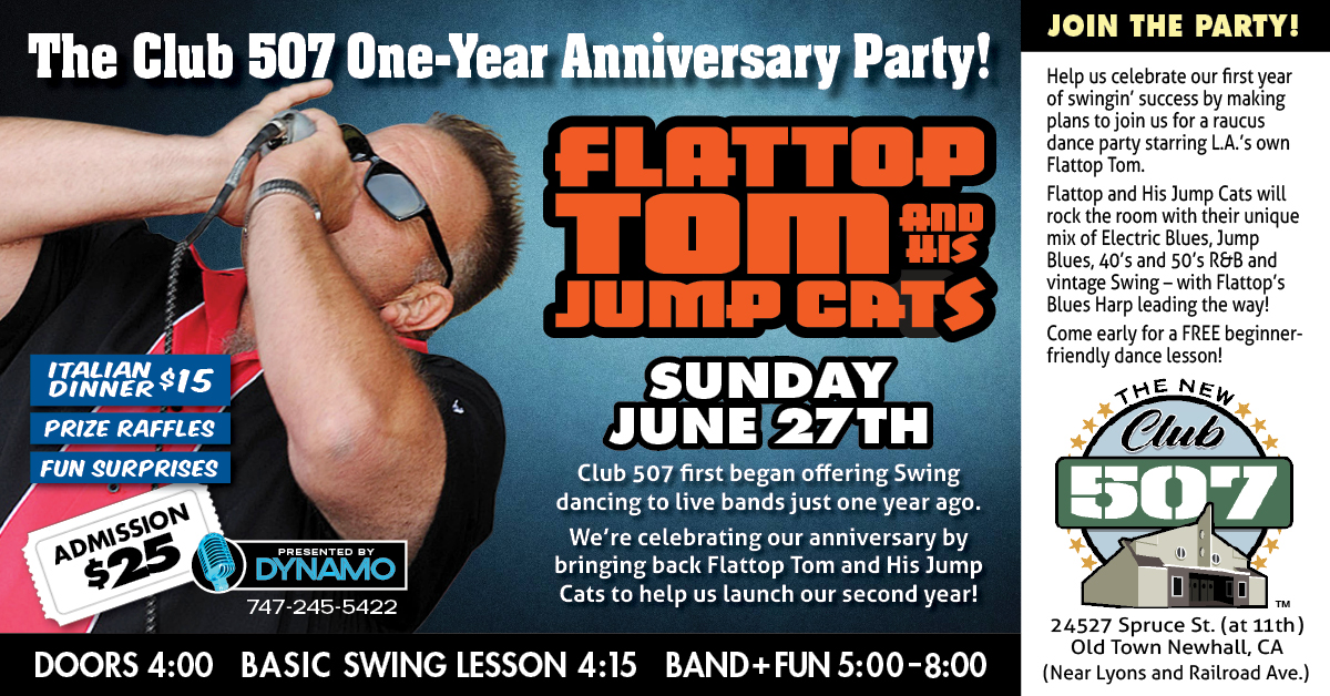 Flattop Tom & His Jump Cats Celebrate CLUB 507’s One-Year ANNIVERSARY!