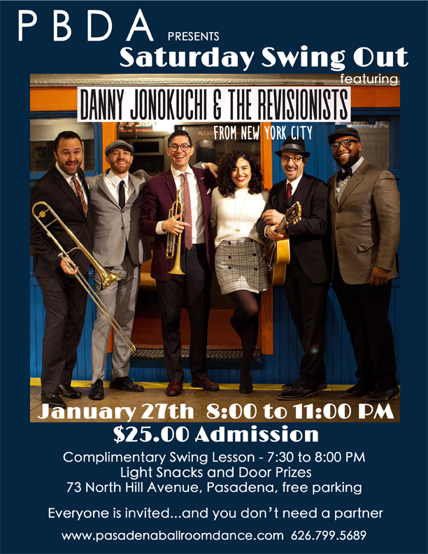 DANNY JONOKUCHI & THE REVISIONISTS (From New York City!), SATURDAY, JAN. 27th, at PBDA!