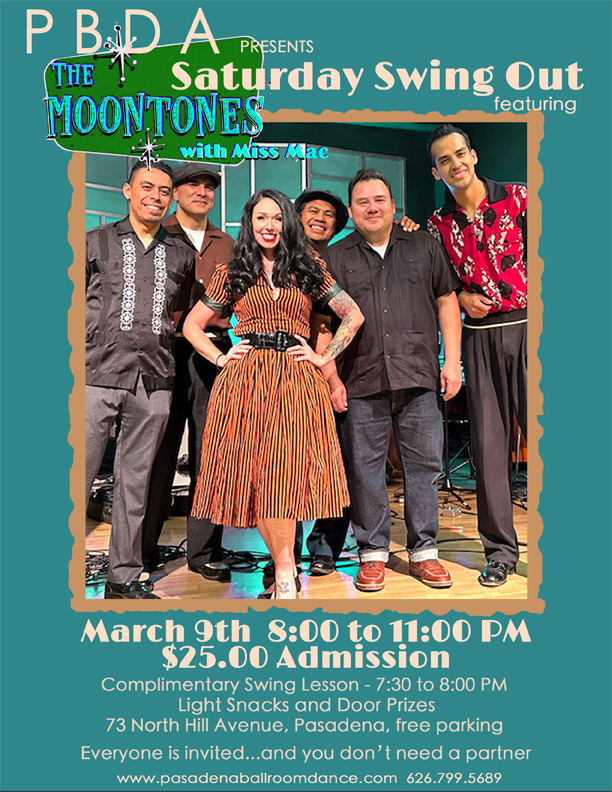 THE MOONTONES (w/ Vocalist Miss Mac)- SATURDAY NIGHT, MARCH 9th, at PBDA!