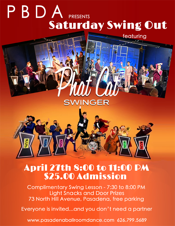PHAT CAT SWINGER Returning to PBDA Saturday, April 27th!! Let’s Swing Dance!!