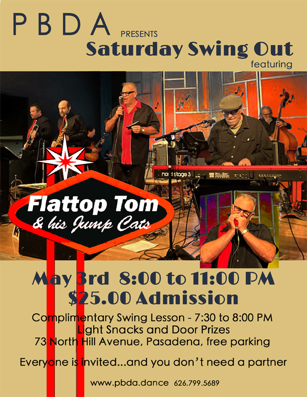 FLATTOP TOM & HIS JUMP CATS- SATURDAY NIGHT, MAY 3rd, at PBDA!