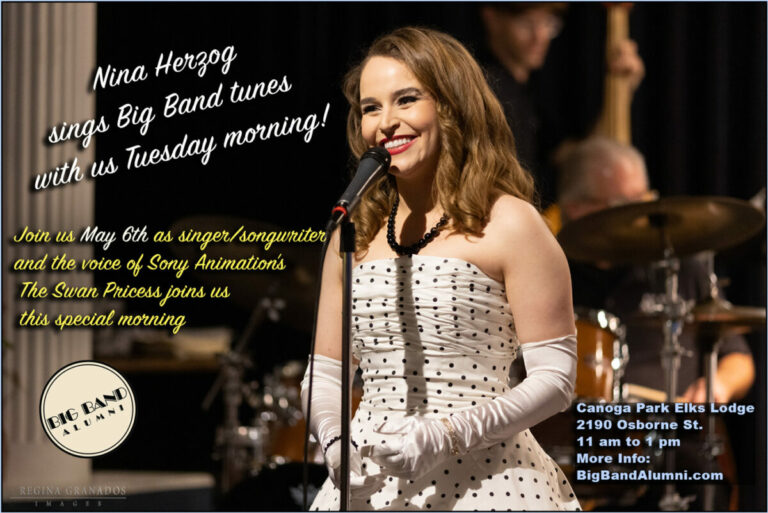 Nina Herzog Sings with the Big Band Alumni, Tuesday Morning Band Rehearsal and Dance, Canoga Park Elks Lodge