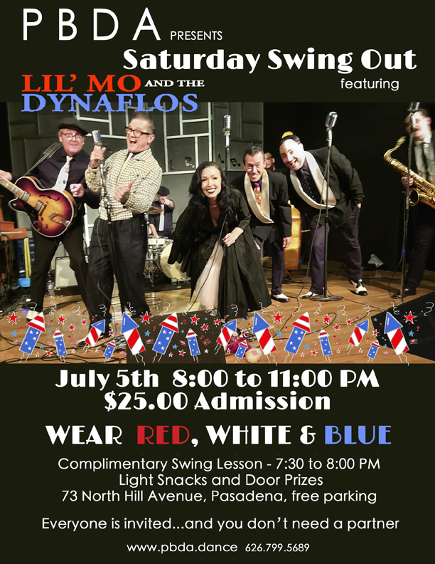 Wearing of the RED, WHITE & BLUE w/ Lil’ Mo & the Dynaflos! SATURDAY NIGHT, JULY 5th, at PBDA!