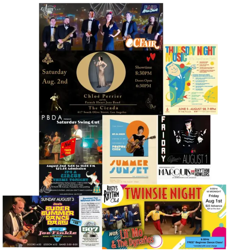 Swing bands in Los Angeles July 31-August 3