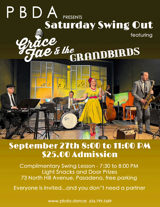 GRACE FAE & THE GRANDBIRDS- SATURDAY NIGHT, SEPTEMBER 27th, at PBDA!