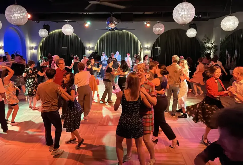 Swing dancing at Club Velvet at Motivo LA