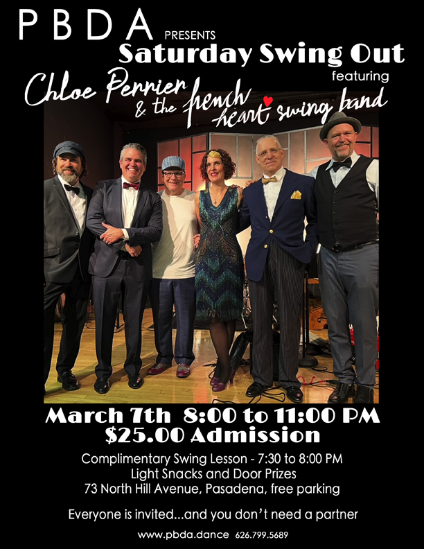 CHLOE PERRIER & HER FRENCH HEART SWING BAND- MARCH 7th- at PBDA!!
