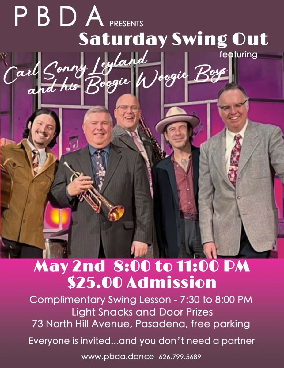 CARL SONNY LEYLAND & HIS BOOGIE WOOGIE BOYS- MAY 2nd- at PBDA!