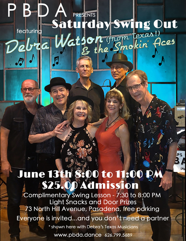 DEBRA WATSON (From Texas!) & Her Smokin’ Aces- JUNE 13th, at PBDA!