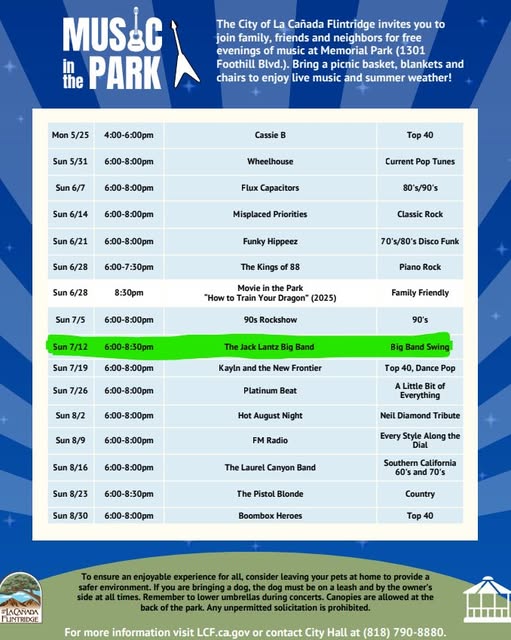 Music in the Park La Canada Flitridge
