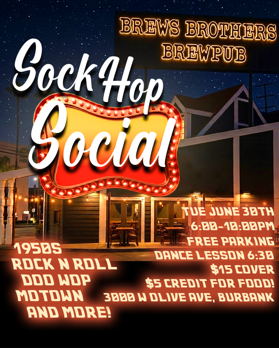 Sock Hop Social Burbank! 1950s and 60s Dance at Brews Brothers on Tue June 30th from 6:00-10:00pm