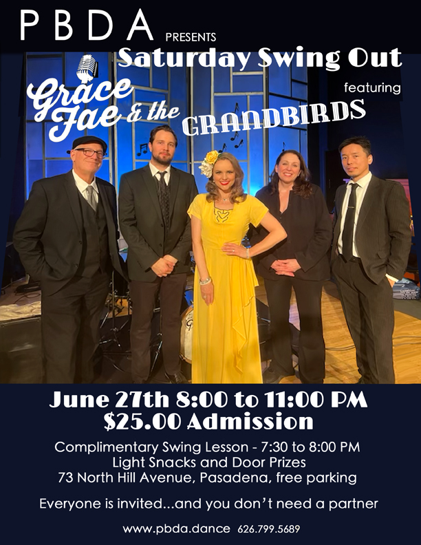 GRACE FAE and the GRANDBIRDS RETURNS ON SATURDAY NIGHT, JUNE 27th, to PBDA!